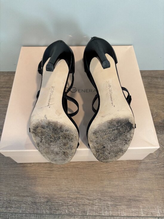 BCBGeneration Black Strappy Heels with Zipper Closure, sz 7.5, Good Condition! - Picture 5 of 5